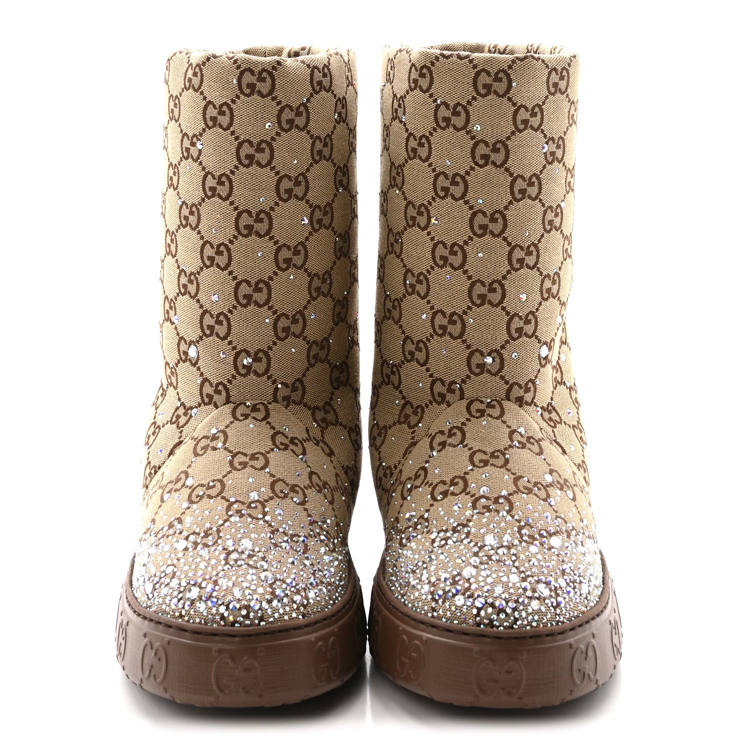Gucci Monogram GG Strass Thermal Bootie 38.5 Camel Ebony 3 of 10