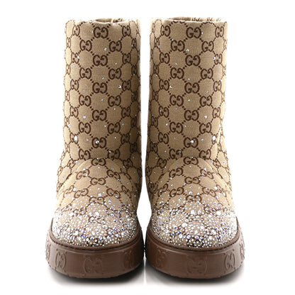 Gucci Monogram GG Strass Thermal Bootie 38.5 Camel Ebony 3 of 10