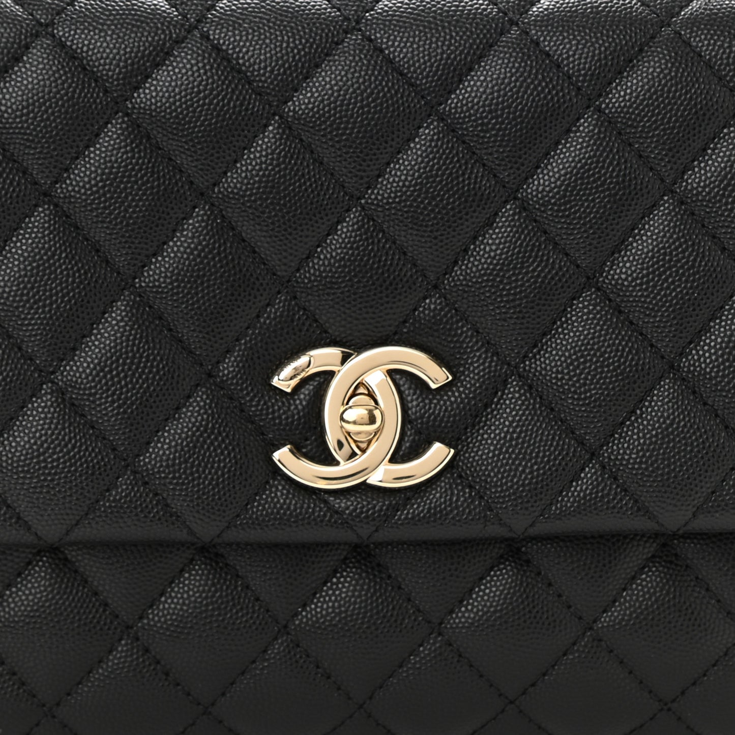 Caviar Quilted Small Coco Handle Flap Black