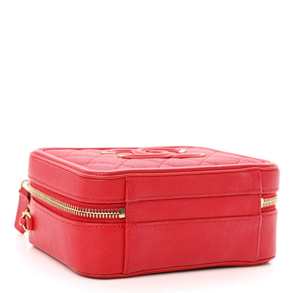 Chanel Caviar Quilted Small CC Filigree Vanity Case Red 4 of 9