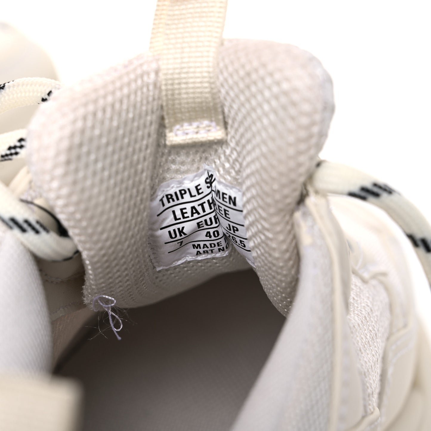 Fabric Mesh Clear Sole Womens Triple S Sneakers 40 White