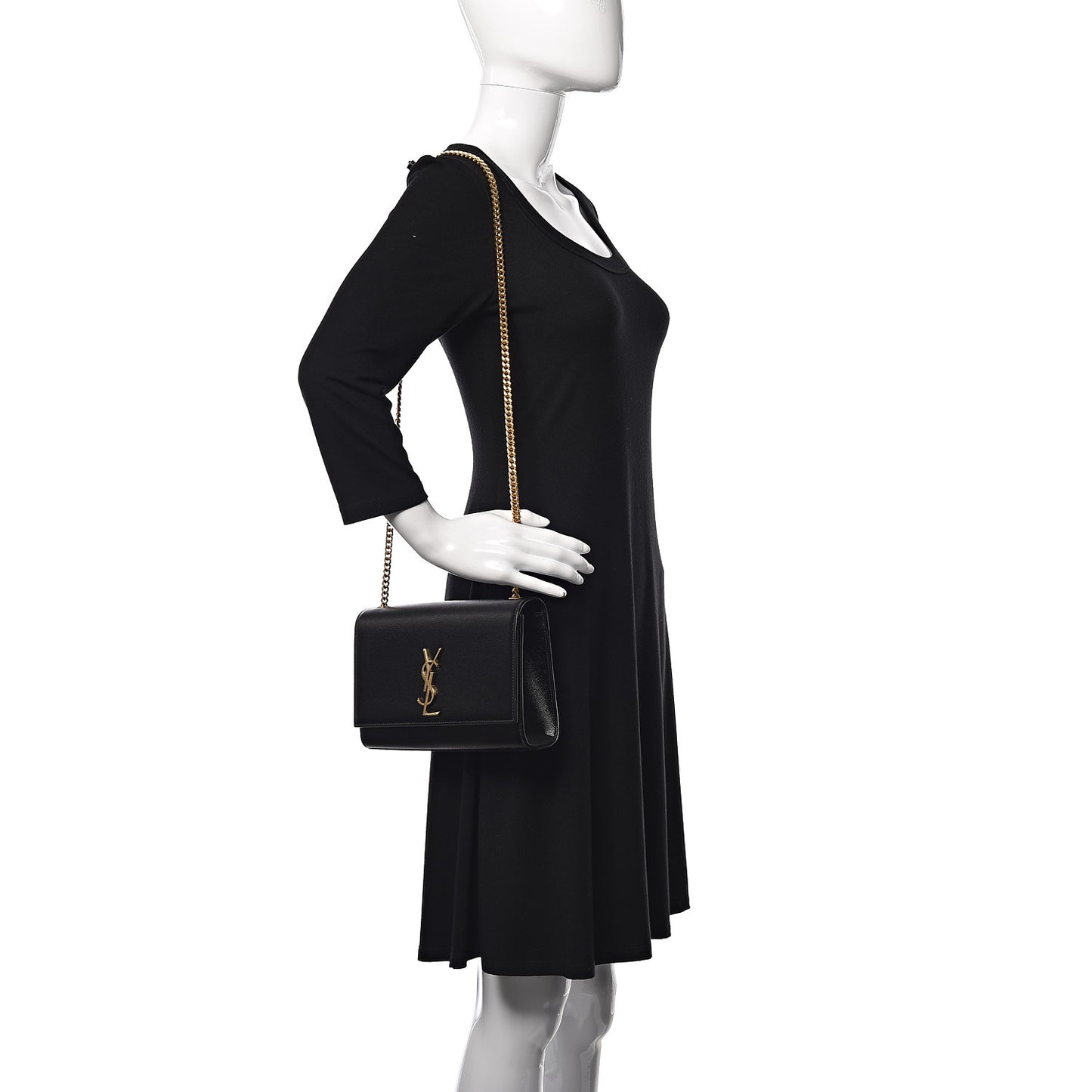 Grain De Poudre Medium Classic Monogram Kate Satchel Black