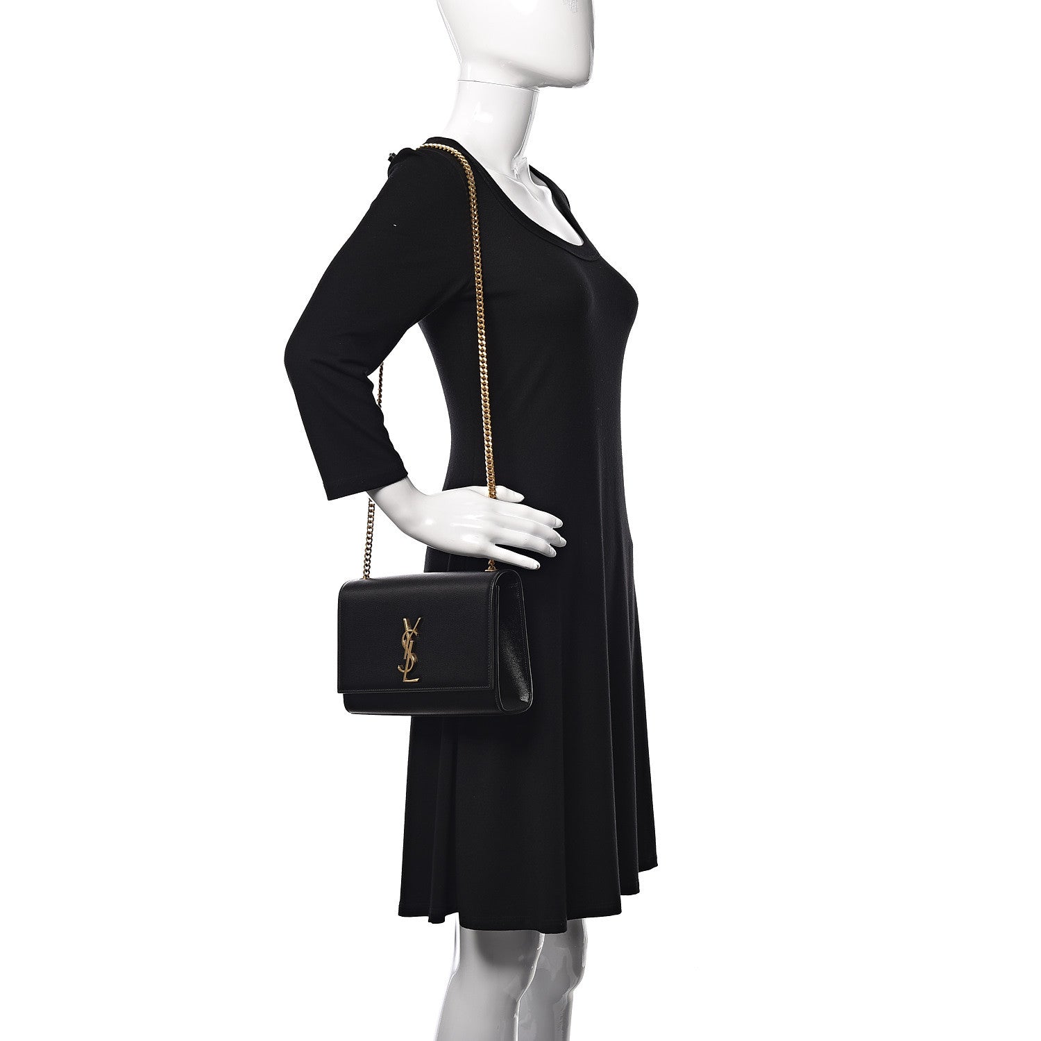 Saint Laurent Grain De Poudre Medium Classic Monogram Kate Satchel Black 2 of 10