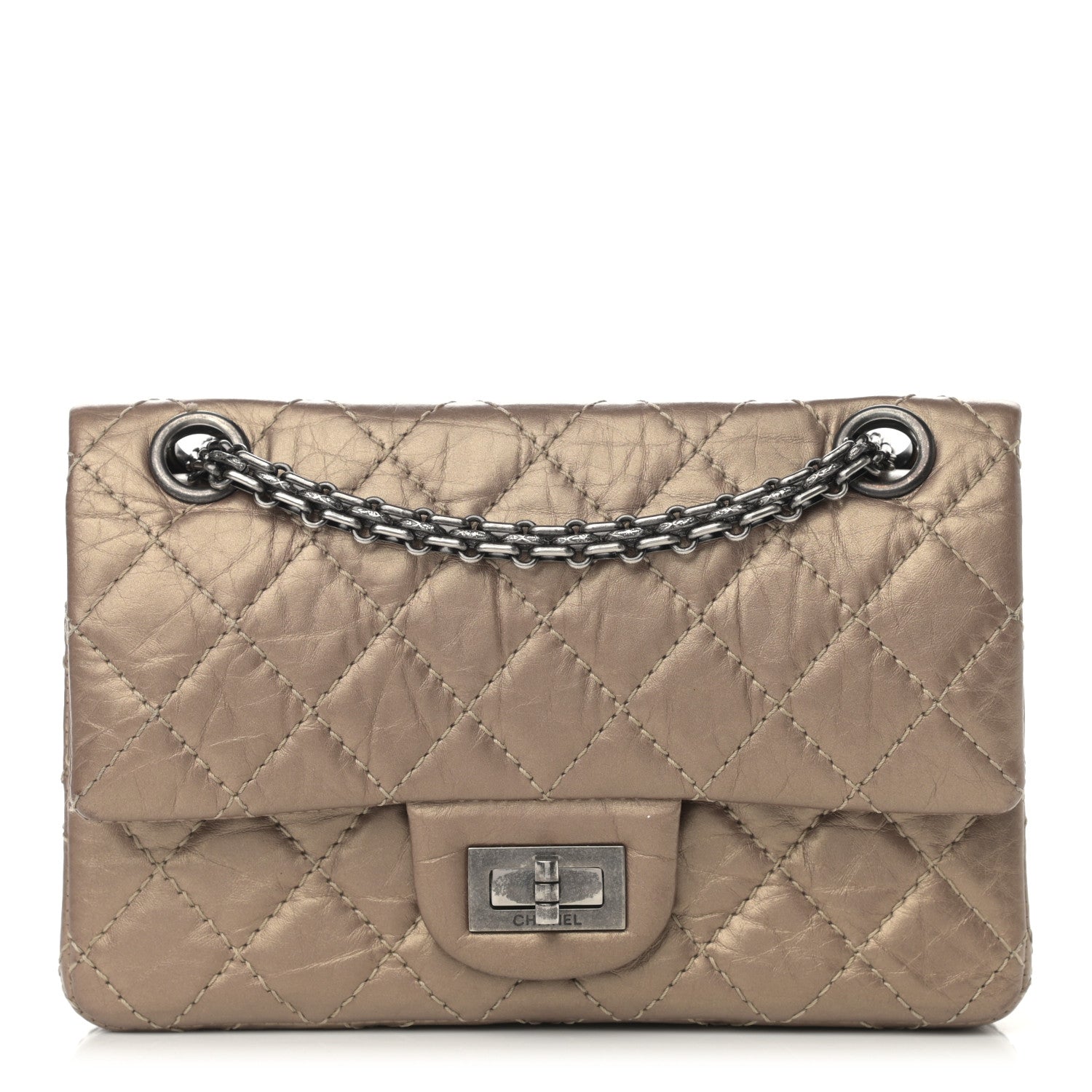 Chanel Aged Calfskin Quilted 2.55 Reissue 224 Flap Dark Gold 1 of 15