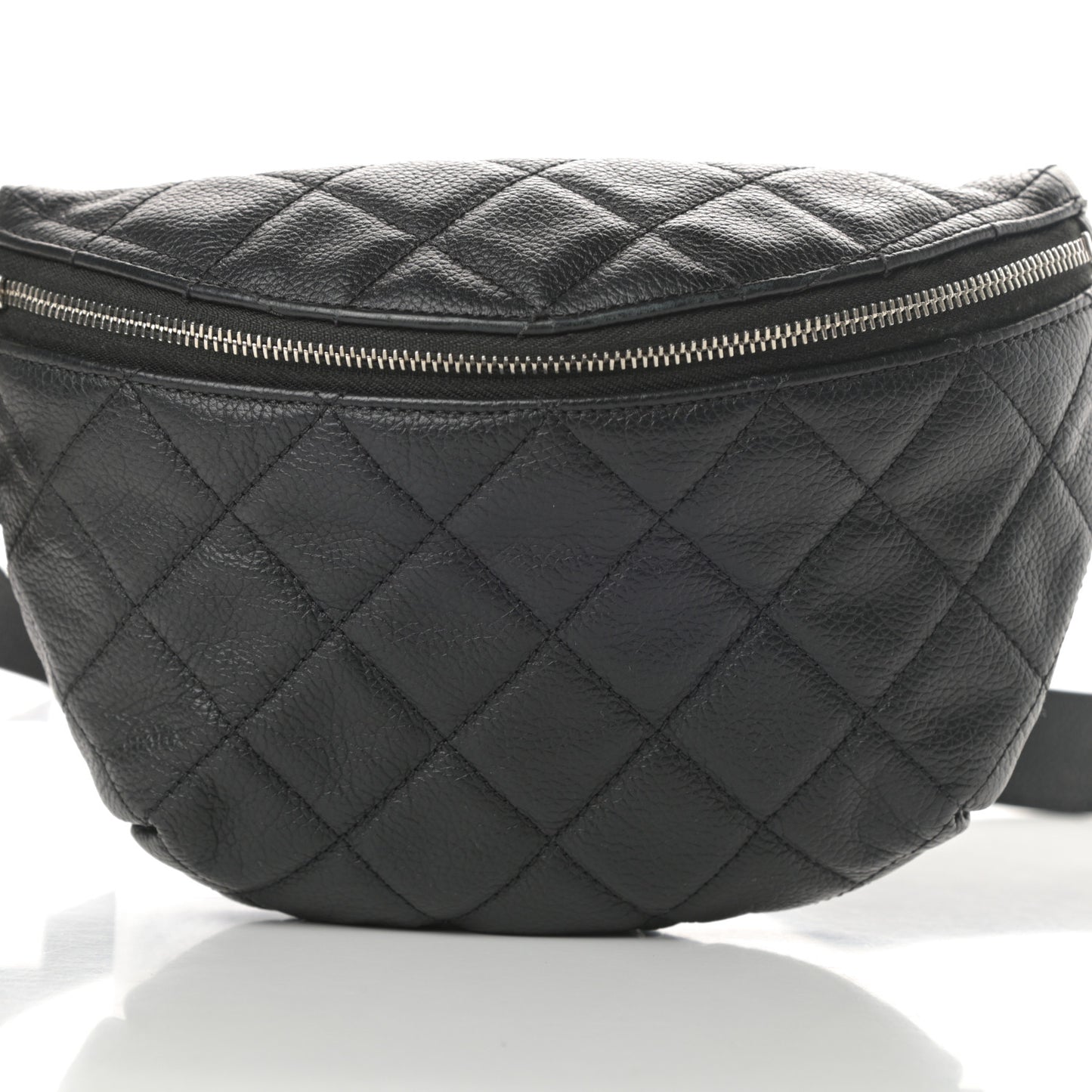 Grained Calfskin Quilted Waist Belt Bag Black