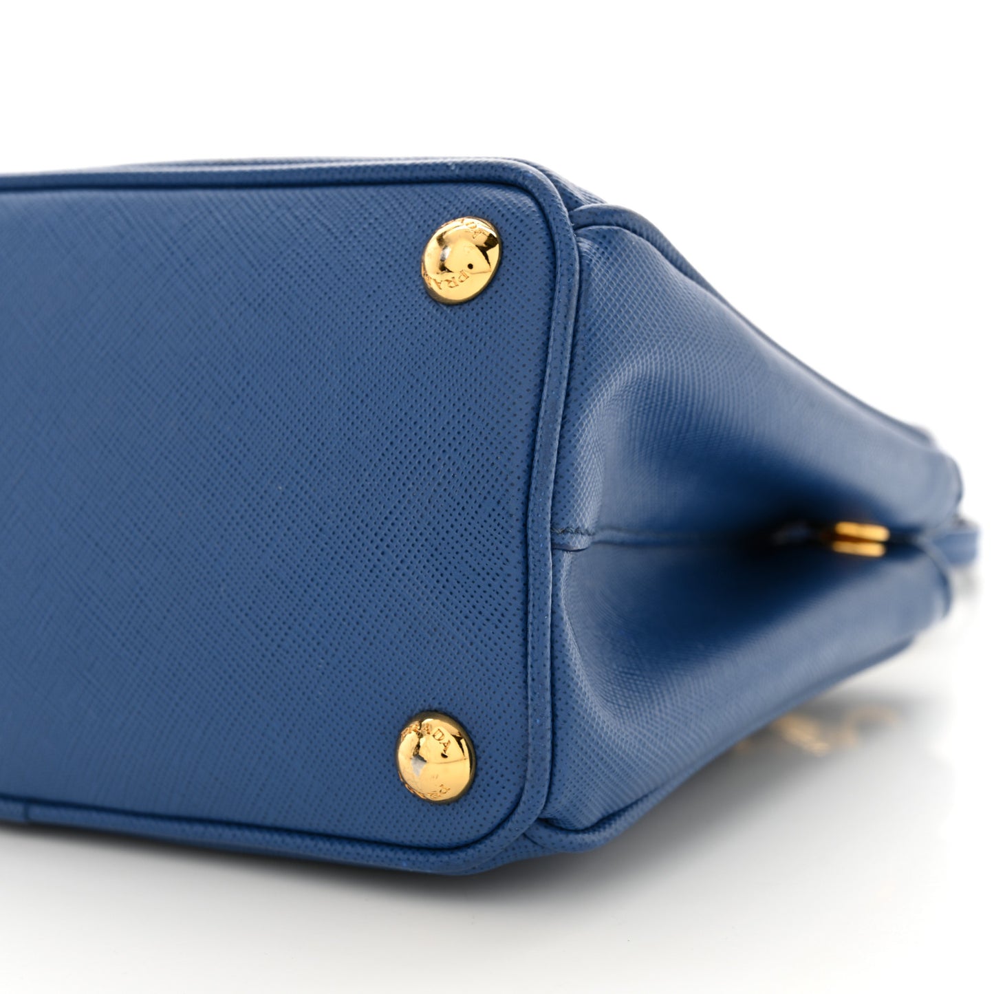 Saffiano Lux Micro Galleria Double Zip Tote Azzurro