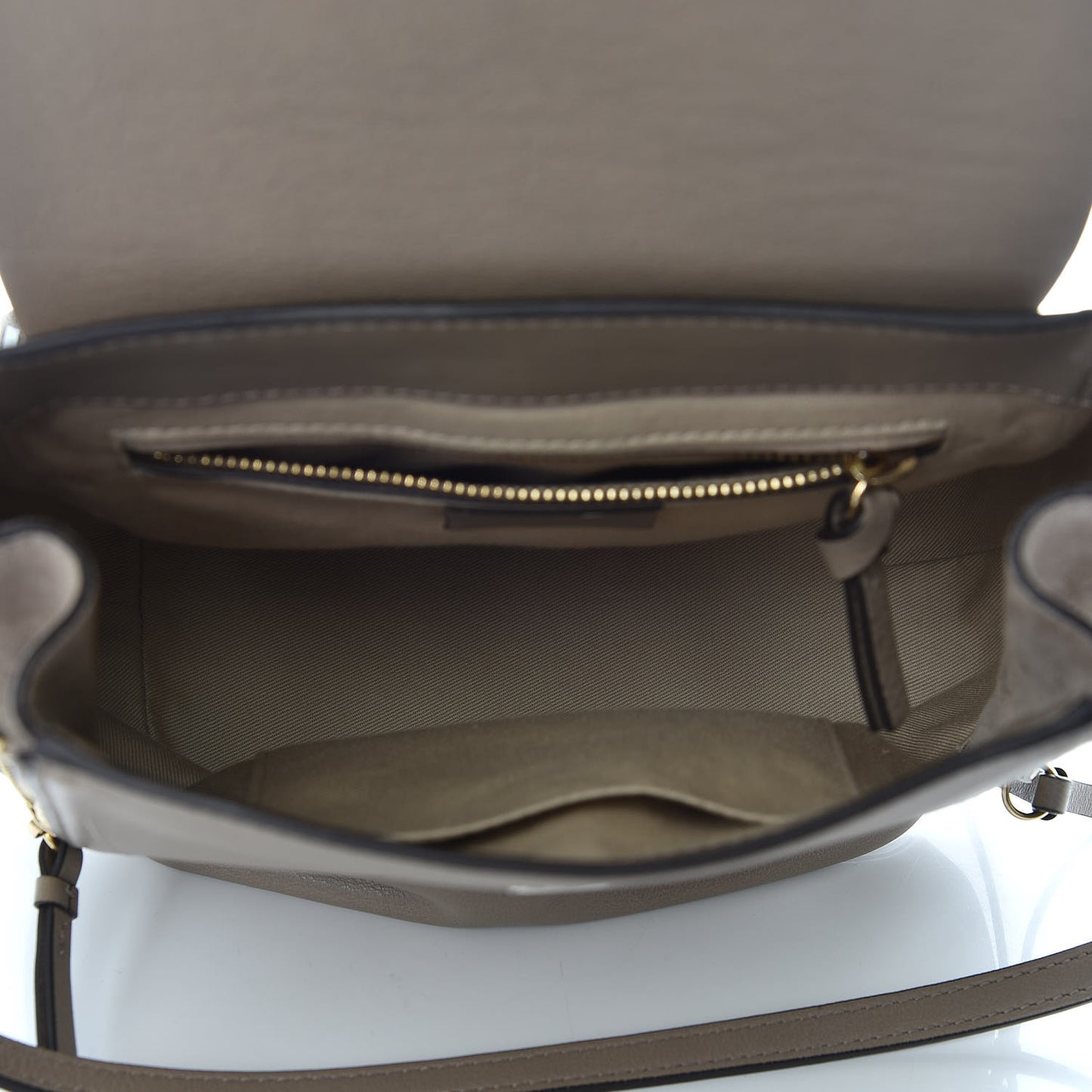 Suede Calfskin Small Faye Backpack Motty Grey