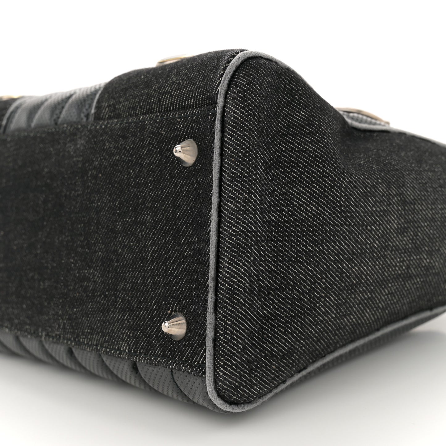 Denim Perforated Patent Trailer Trash Cadillac Tote Black