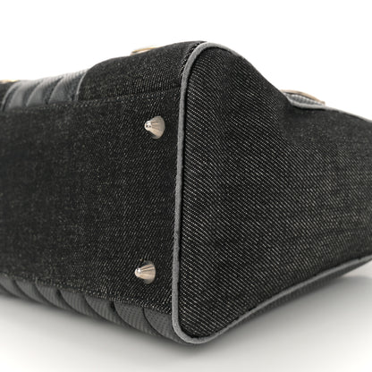 Christian Dior Denim Perforated Patent Trailer Trash Cadillac Tote Black 10 of 13