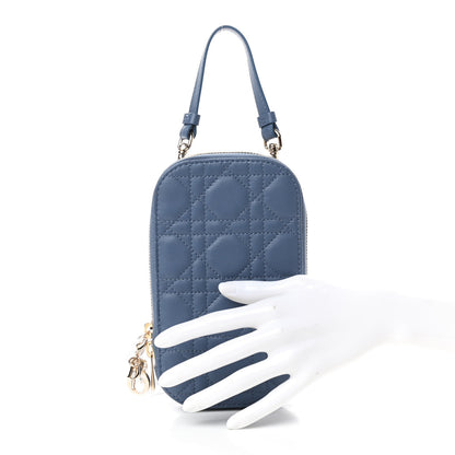 Christian Dior Lambskin Cannage Lady Dior Phone Holder Denim Blue 2 of 8