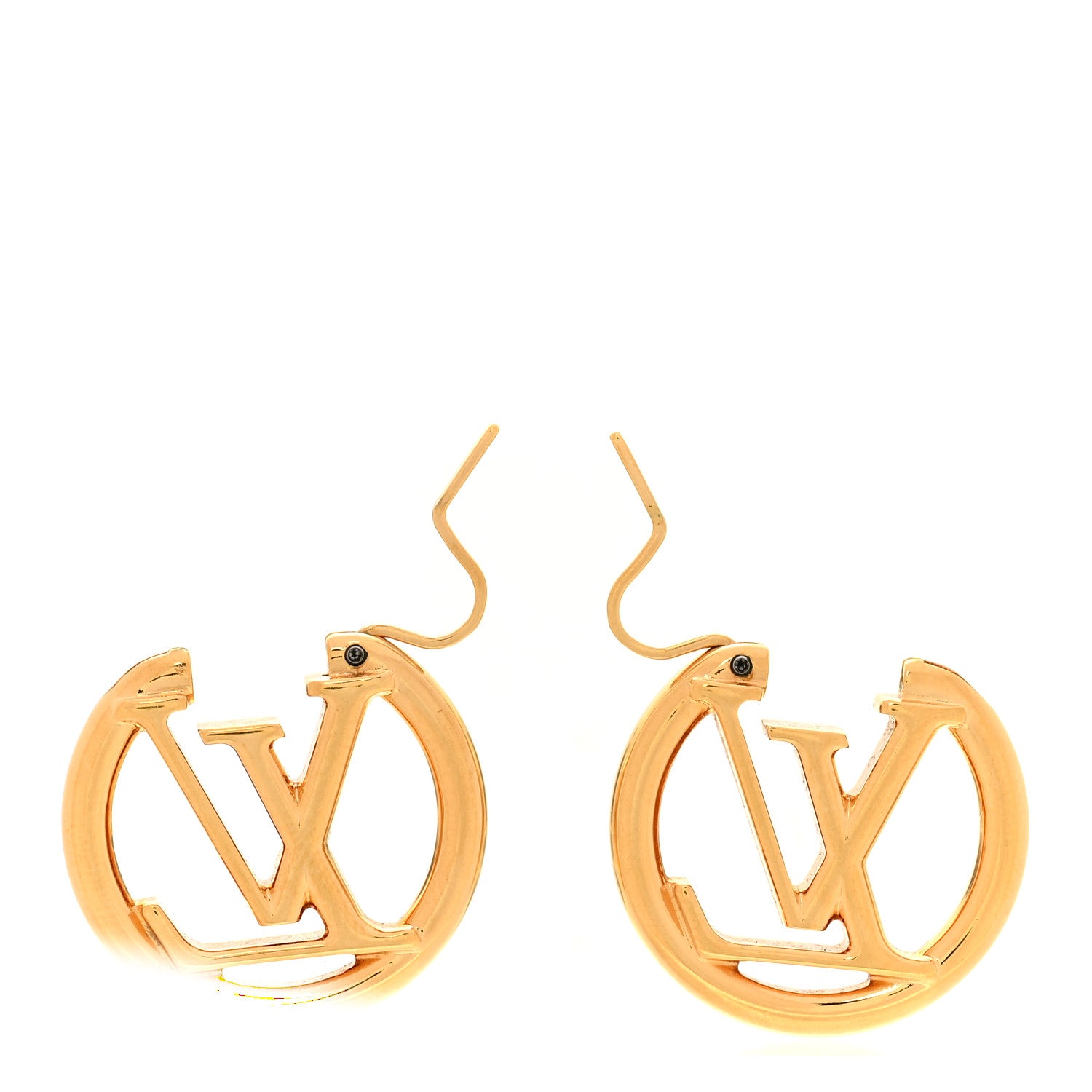 Louis Vuitton Metal Small Louise Hoop Earrings Gold 3 of 4