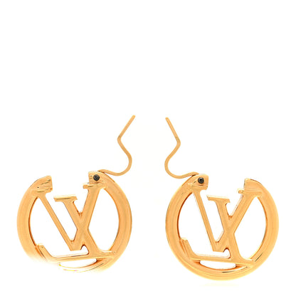 Louis Vuitton Metal Small Louise Hoop Earrings Gold 3 of 4