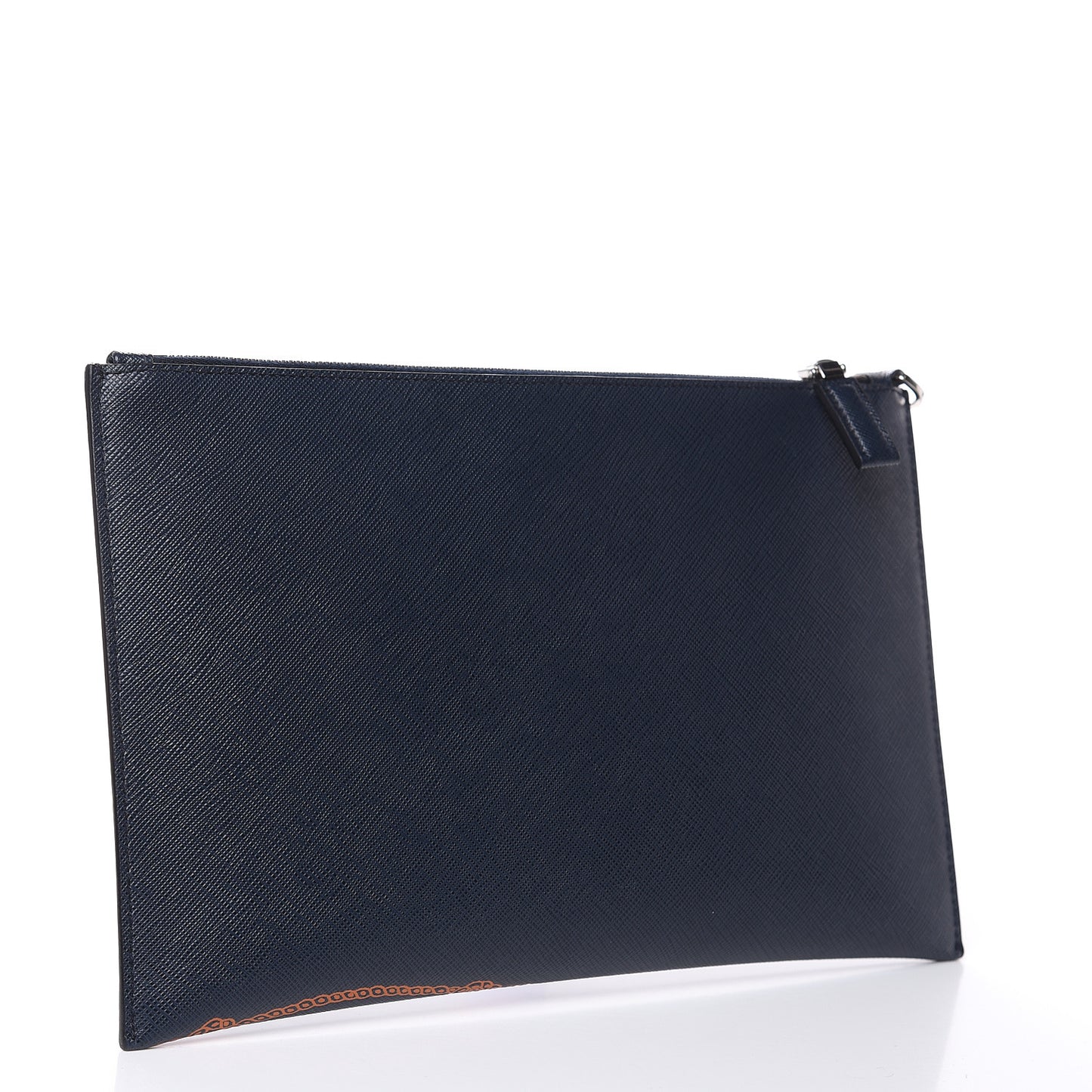 Saffiano Logo Flat Pouch Baltico