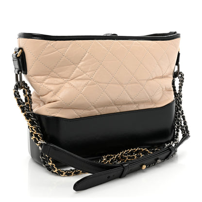 Chanel Aged Calfskin Quilted Medium Gabrielle Hobo Beige Black 3 of 15