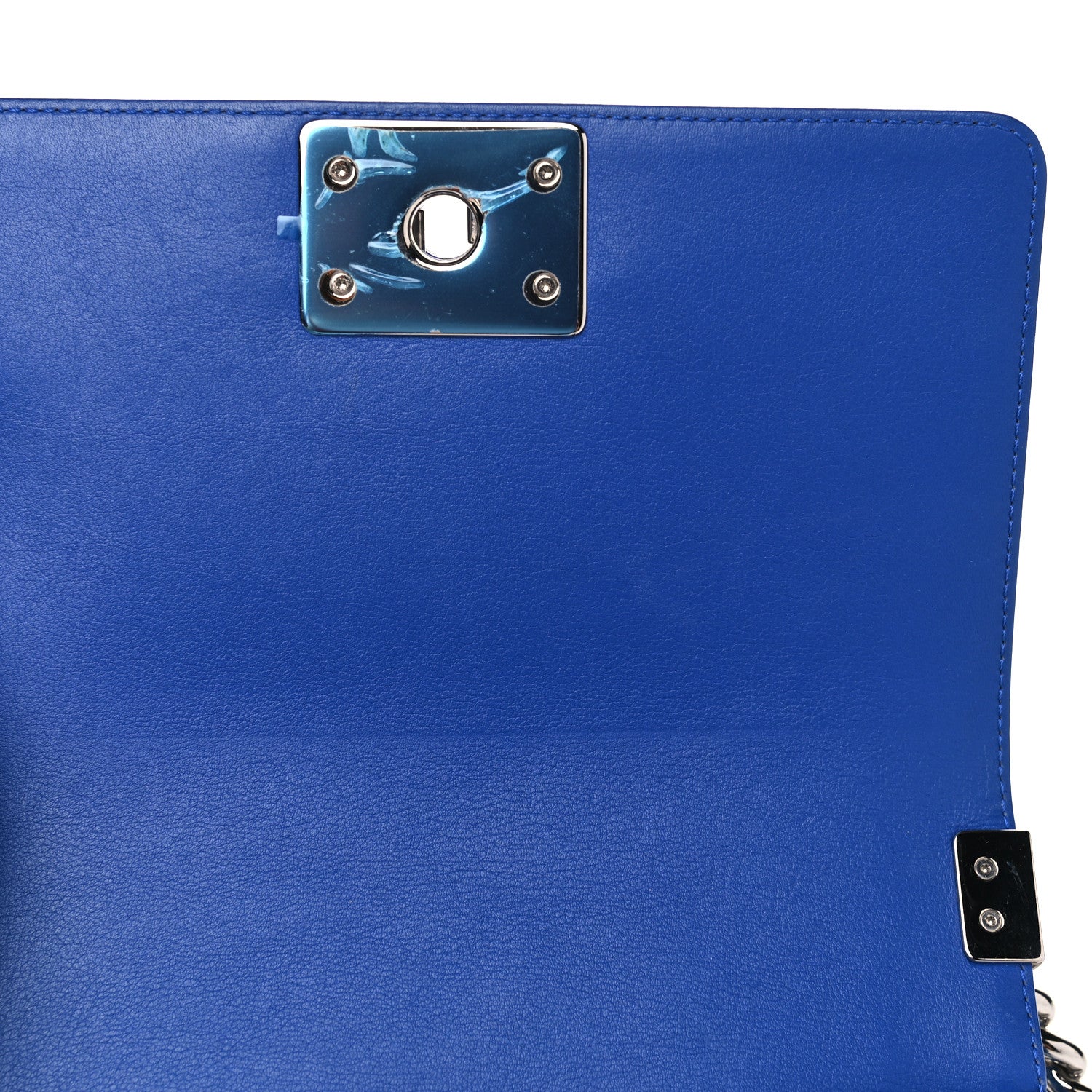 Chanel Patent Calfskin Quilted Small Plexiglass Boy Flap Blue 5 of 9