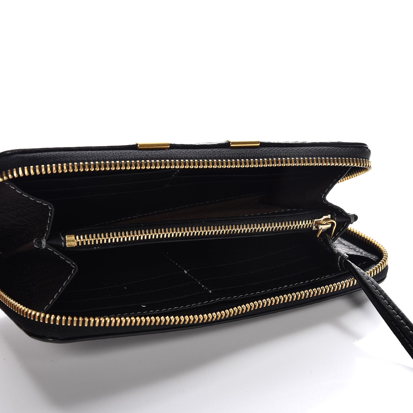 Grained Calfskin Marcie Long Zip Around Wallet Black