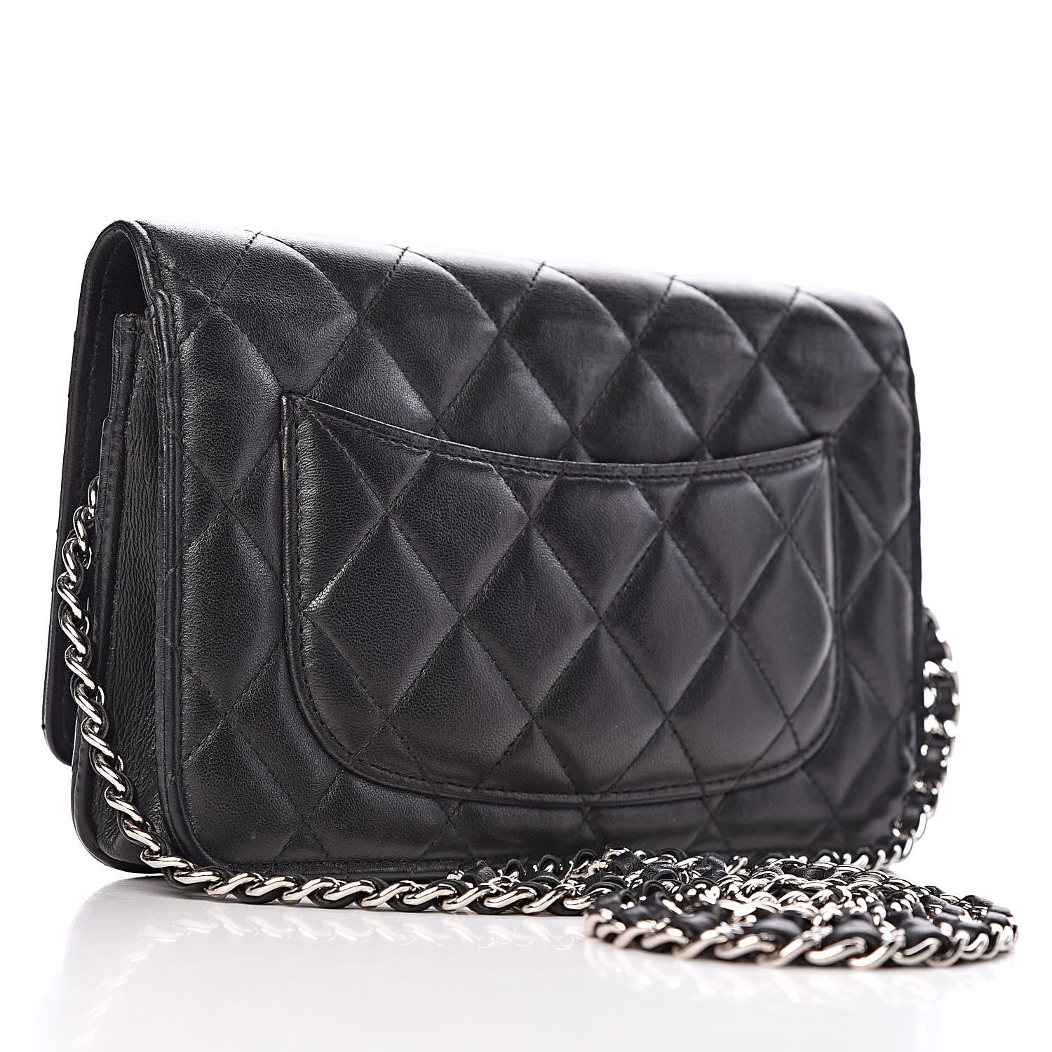 Chanel Lambskin Quilted Wallet On Chain WOC Black 3 of 10
