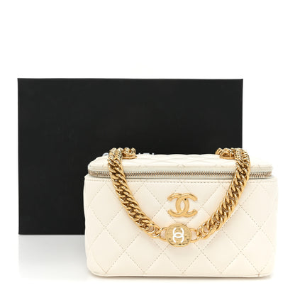 Chanel Lambskin Resin Quilted Vanity Case With Chain White 19 of 19