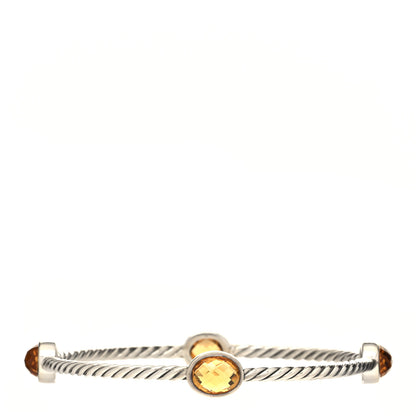 David Yurman Sterling Silver Citrine 3mm 4 Station Bangle Bracelet 1 of 4