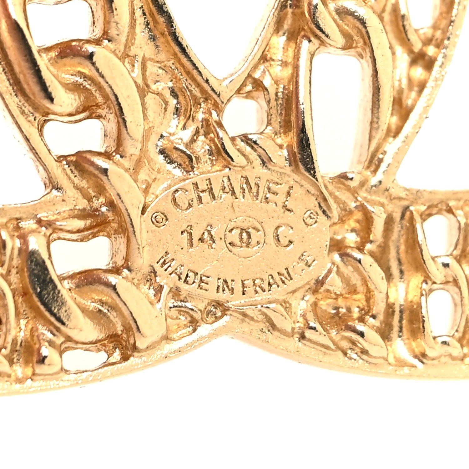 Chanel Metal CC Tweed Brooch Gold 3 of 3