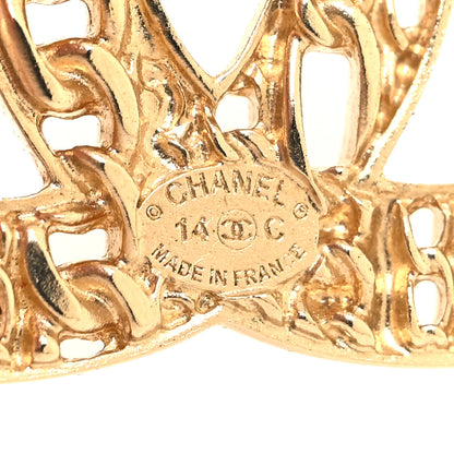 Chanel Metal CC Tweed Brooch Gold 3 of 3