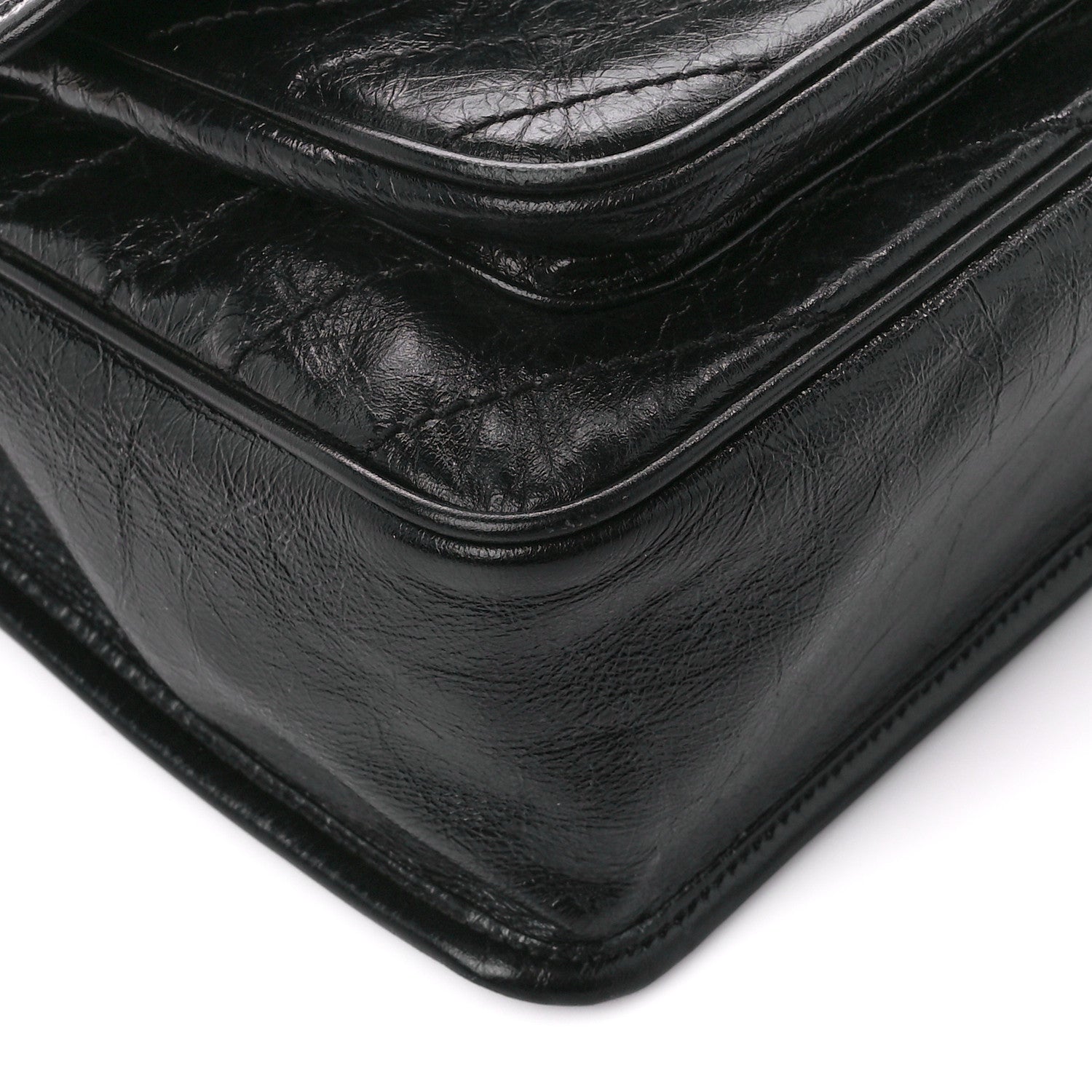 Saint Laurent Crinkled Calfskin Matelasse Monogram Medium Niki Chain Satchel Black 11 of 12