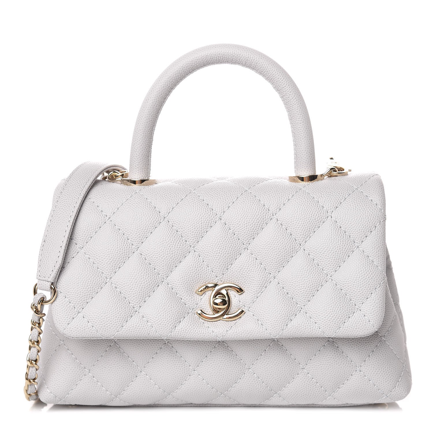 Chanel Caviar Quilted Mini Coco Handle Flap Light Grey 1 of 9