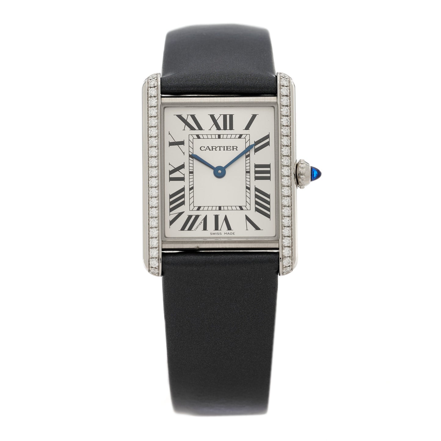 Stainless Steel Satin Diamond 25mm Must de Cartier Tank Quartz Watch