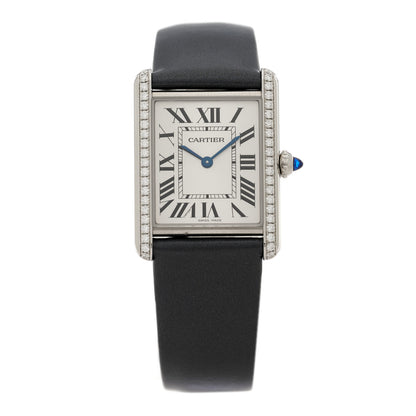 Cartier Stainless Steel Satin Diamond 25mm Must de Cartier Tank Quartz Watch 1 of 4