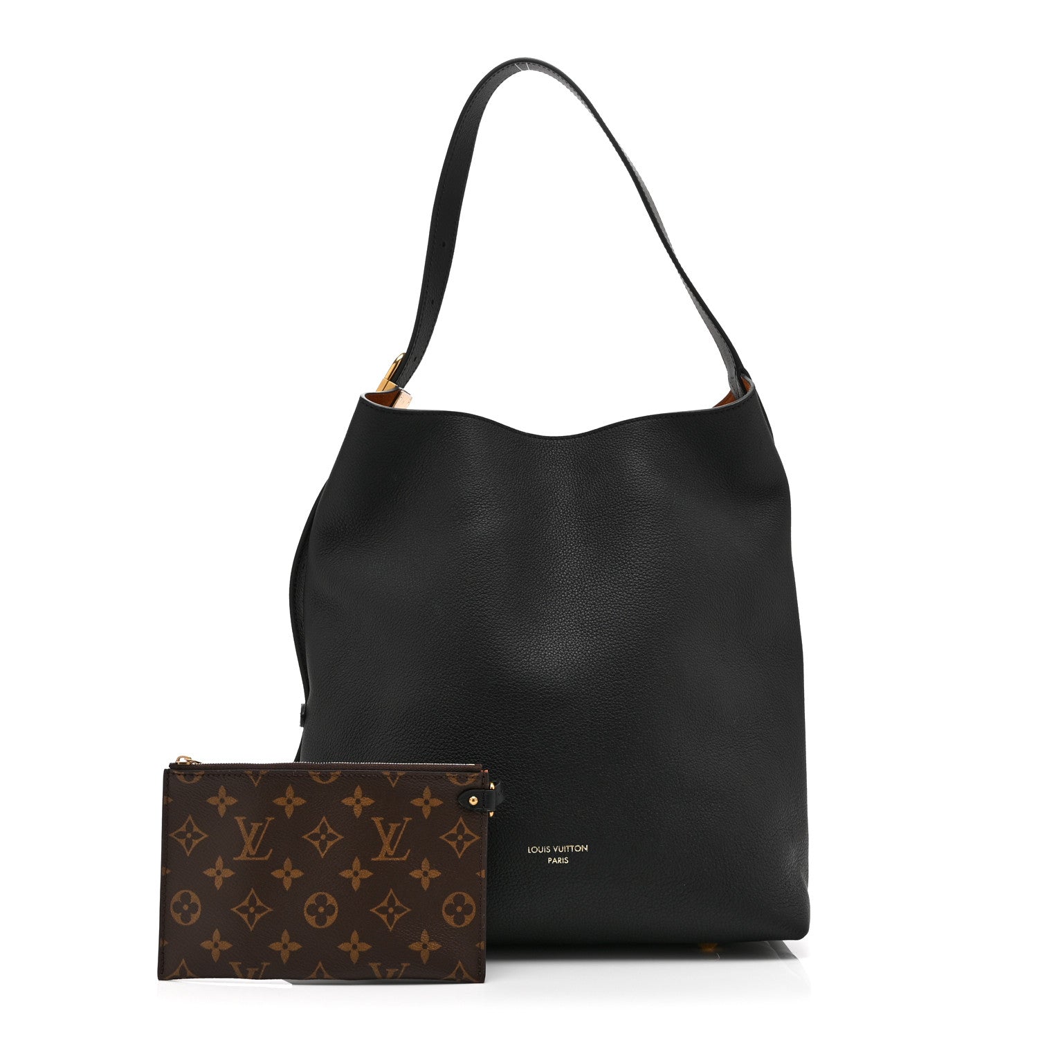 Louis Vuitton Grained Calfskin Low Key Hobo MM Black 1882838