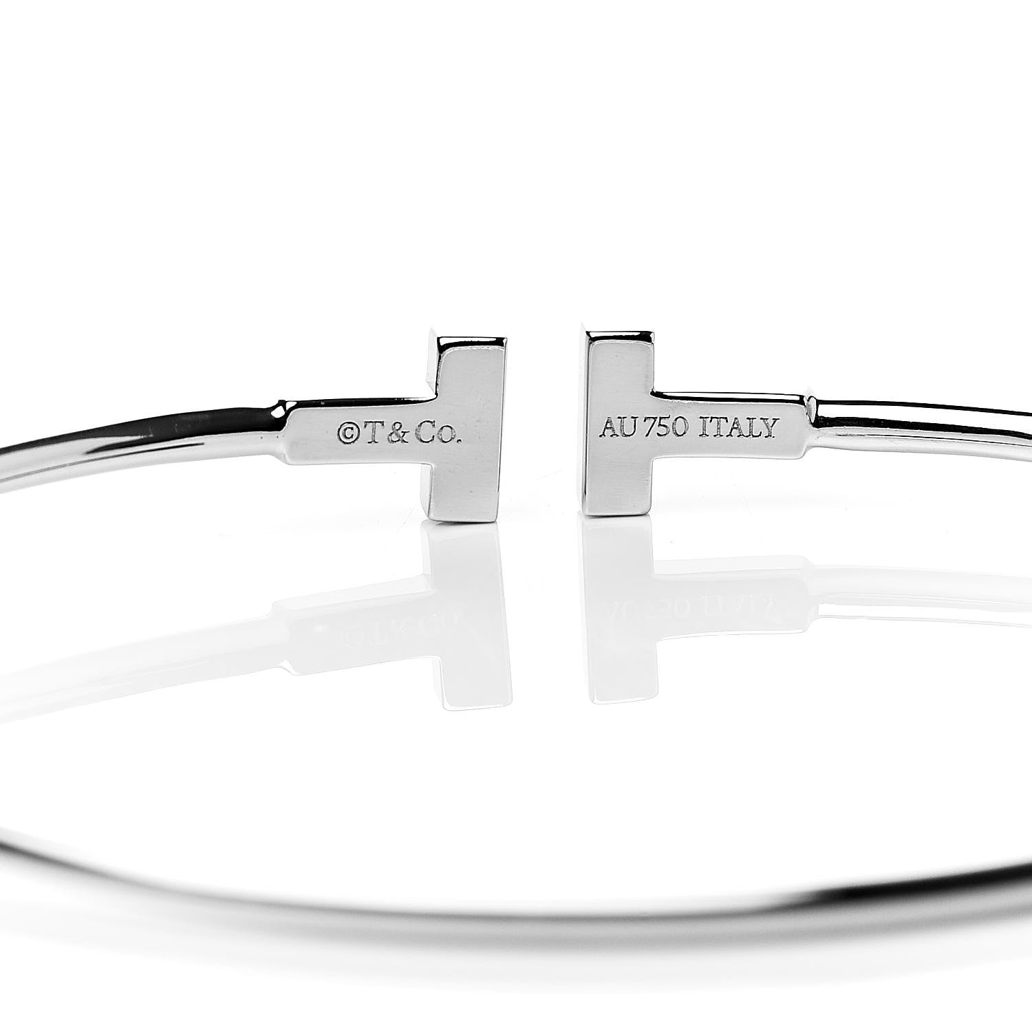 Tiffany 18K White Gold Narrow T Wire Bracelet 4 of 5