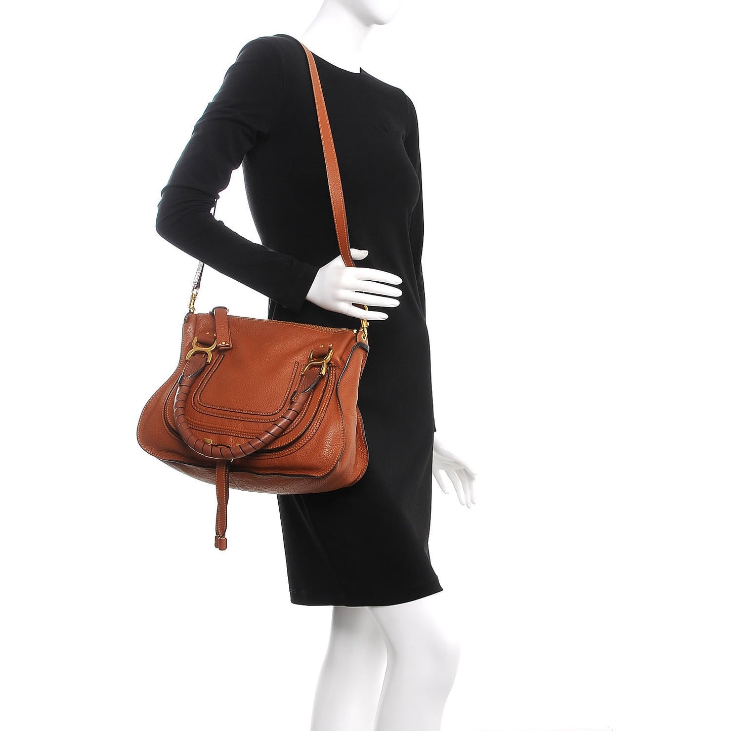 Calfskin Medium Marcie Satchel Tan