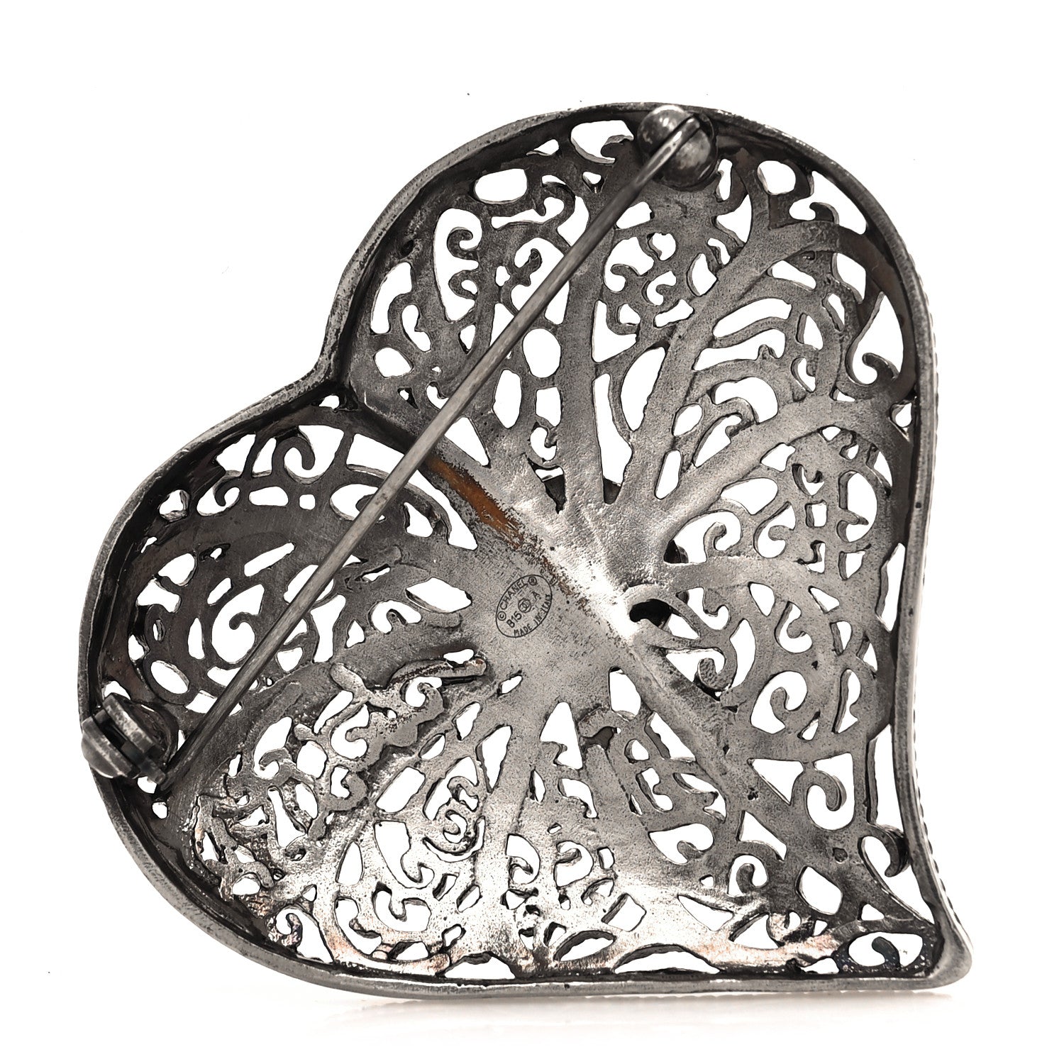 Chanel Ruthenium CC Heart Brooch 3 of 4