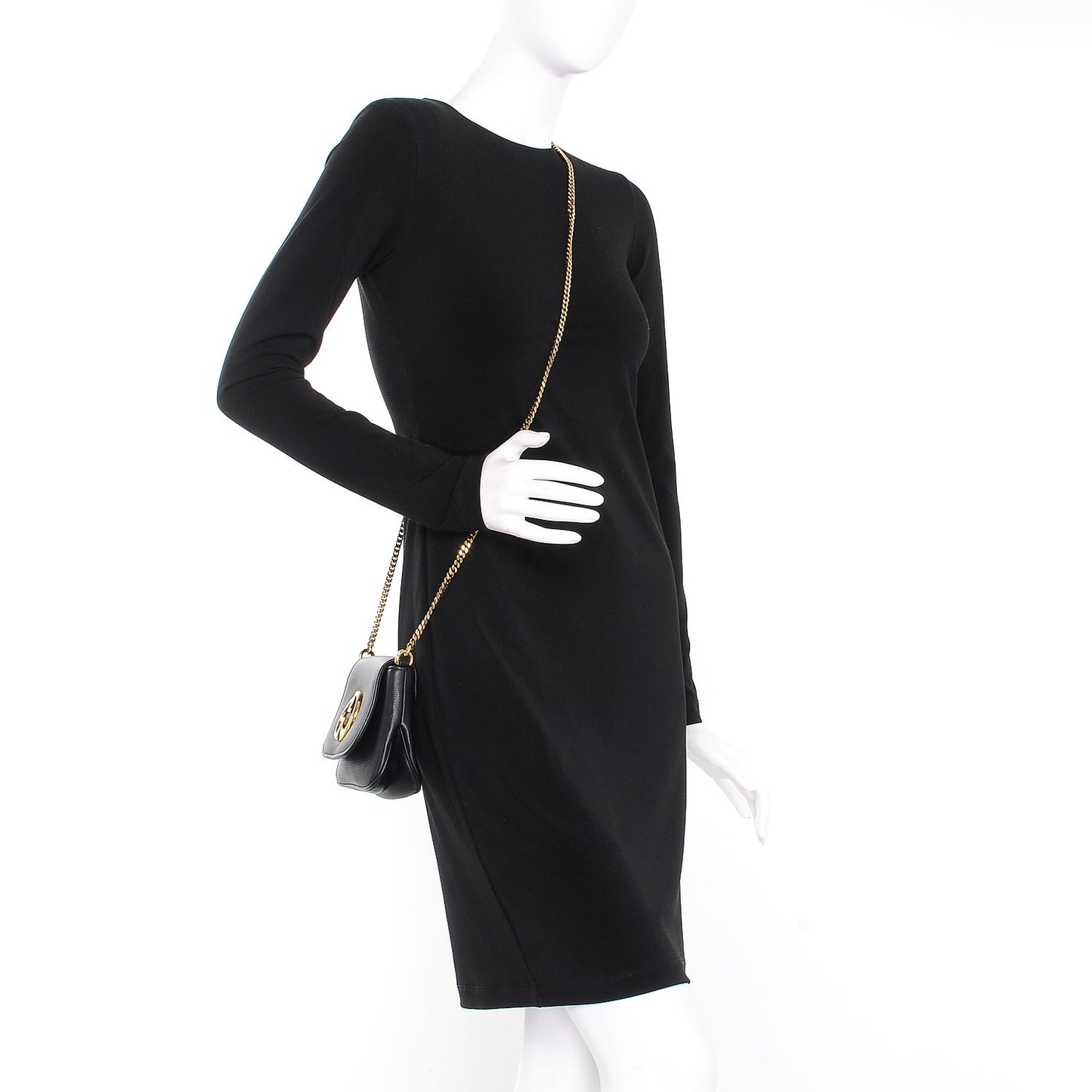 Pebbled Calfskin Small 1973 Chain Shoulder Bag Black