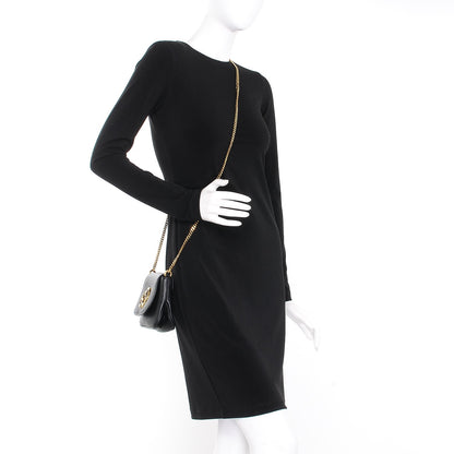 Gucci Pebbled Calfskin Small 1973 Chain Shoulder Bag Black 2 of 7