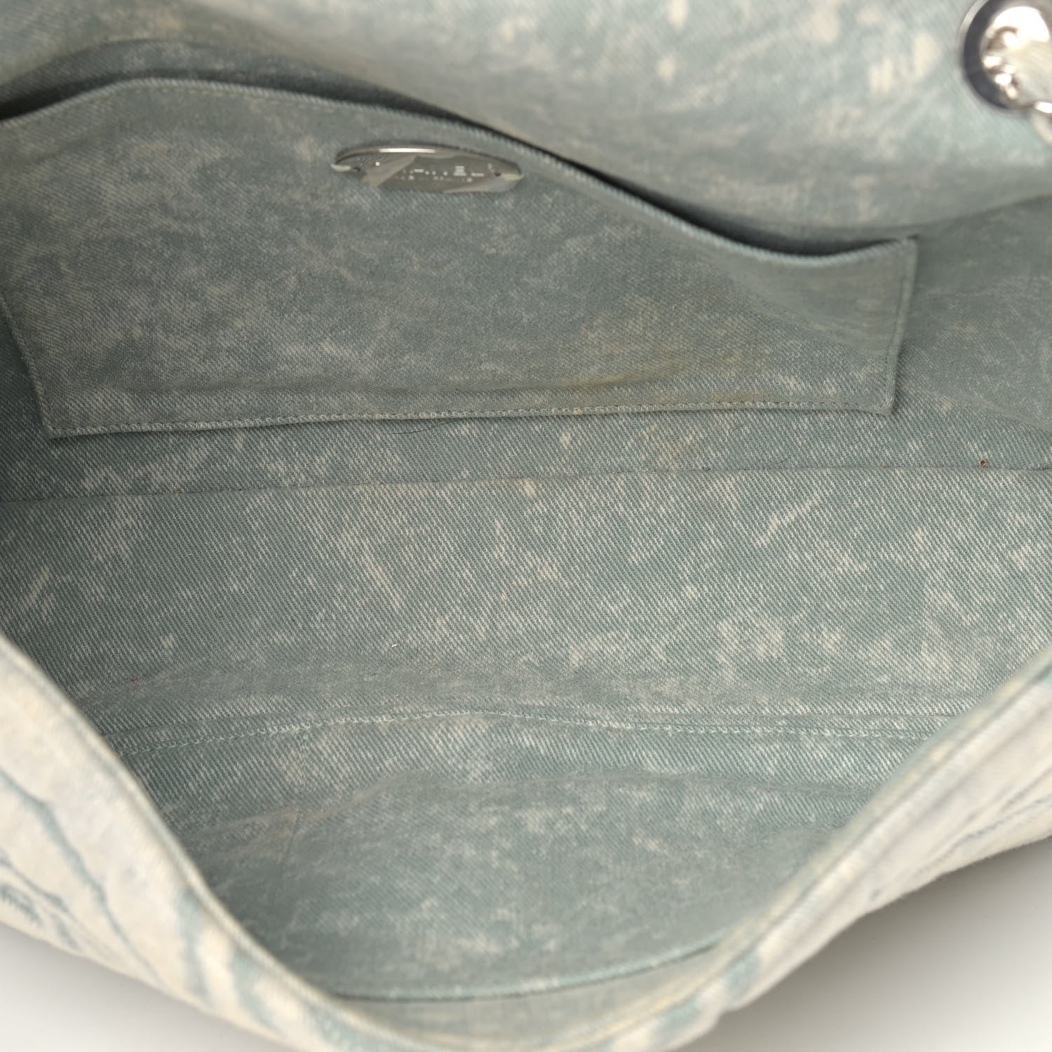 Chanel Denim Embossed CC Logo Print Jumbo Single Flap Blue 5 of 9