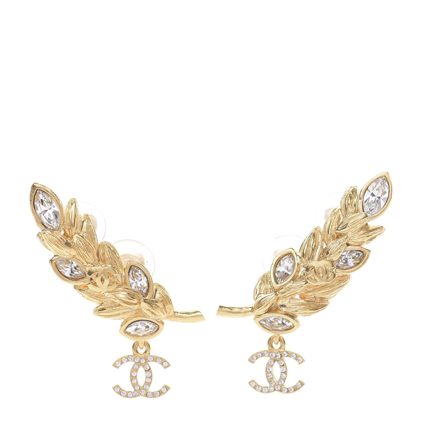 Crystal Sparkling Wheat CC Clip On Earrings Gold