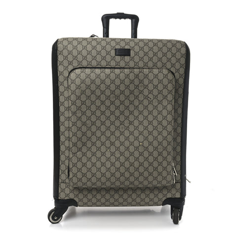 GG Supreme Monogram Four Wheel Suitcase Black