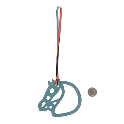 Hermes Swift Paddock Cheval Horse Bag Charm Bleu Atoll Feu 2 of 3