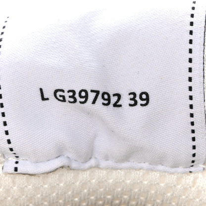 Chanel Fabric Laminated Calfskin Stretch CC Womens Sneakers 38 White Gold Silver 8 of 9