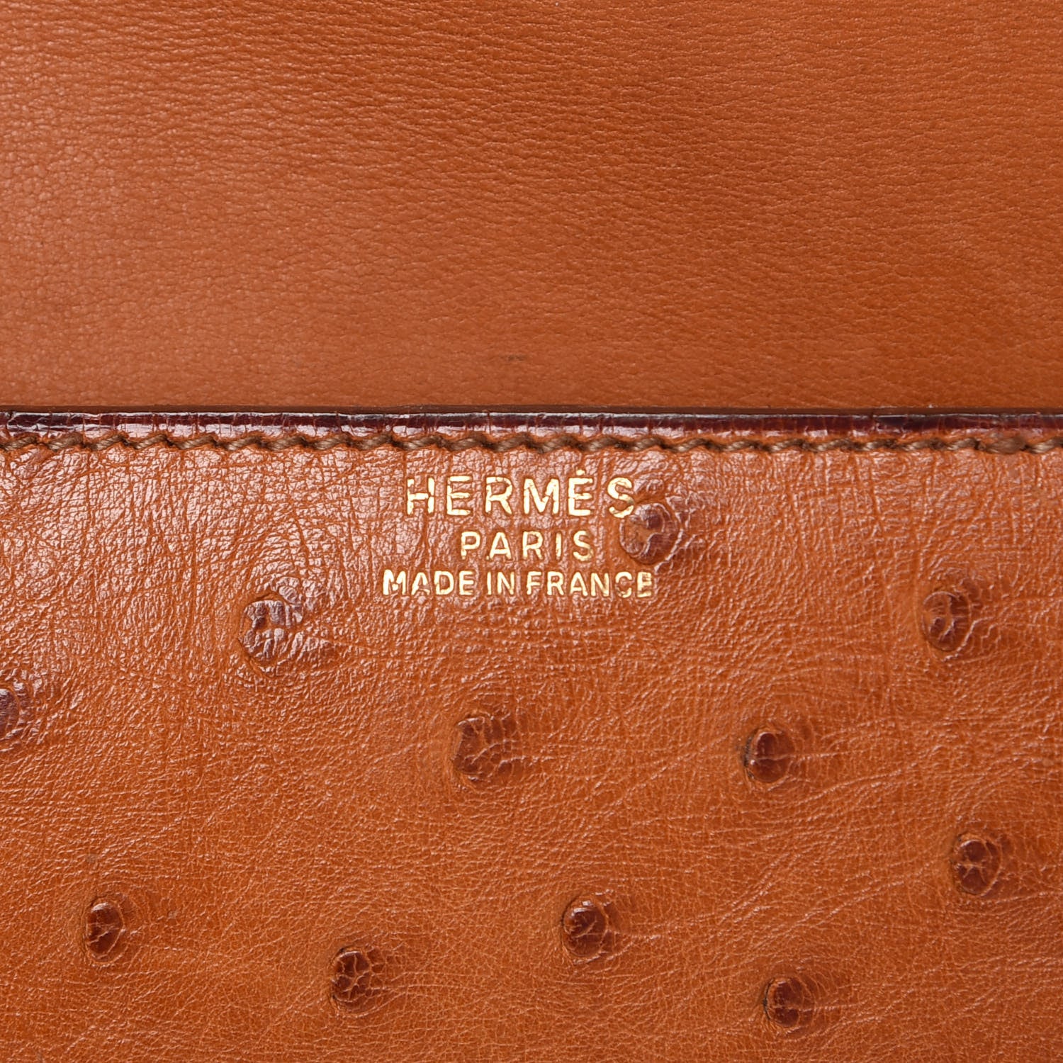 Hermes Ostrich Envelope Clutch Bag Cognac 6 of 10