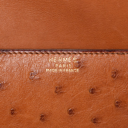 Hermes Ostrich Envelope Clutch Bag Cognac 6 of 10