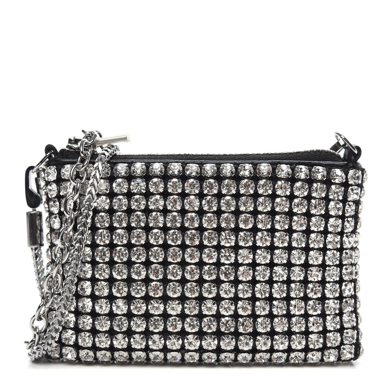 Alexander Wang Mesh Crystal Rhinestone Nano Heiress Shoulder Bag Black Silver 1 of 6