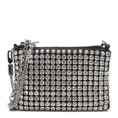 Alexander Wang Mesh Crystal Rhinestone Nano Heiress Shoulder Bag Black Silver 1 of 6