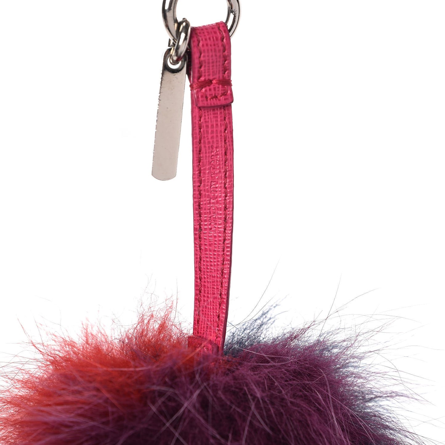 Fox Fur Pom Pom Bag Charm Shadow Violet