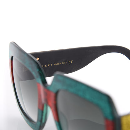 Gucci Square Frame GG0102S Sunglasses Glitter Red Black Green 6 of 7