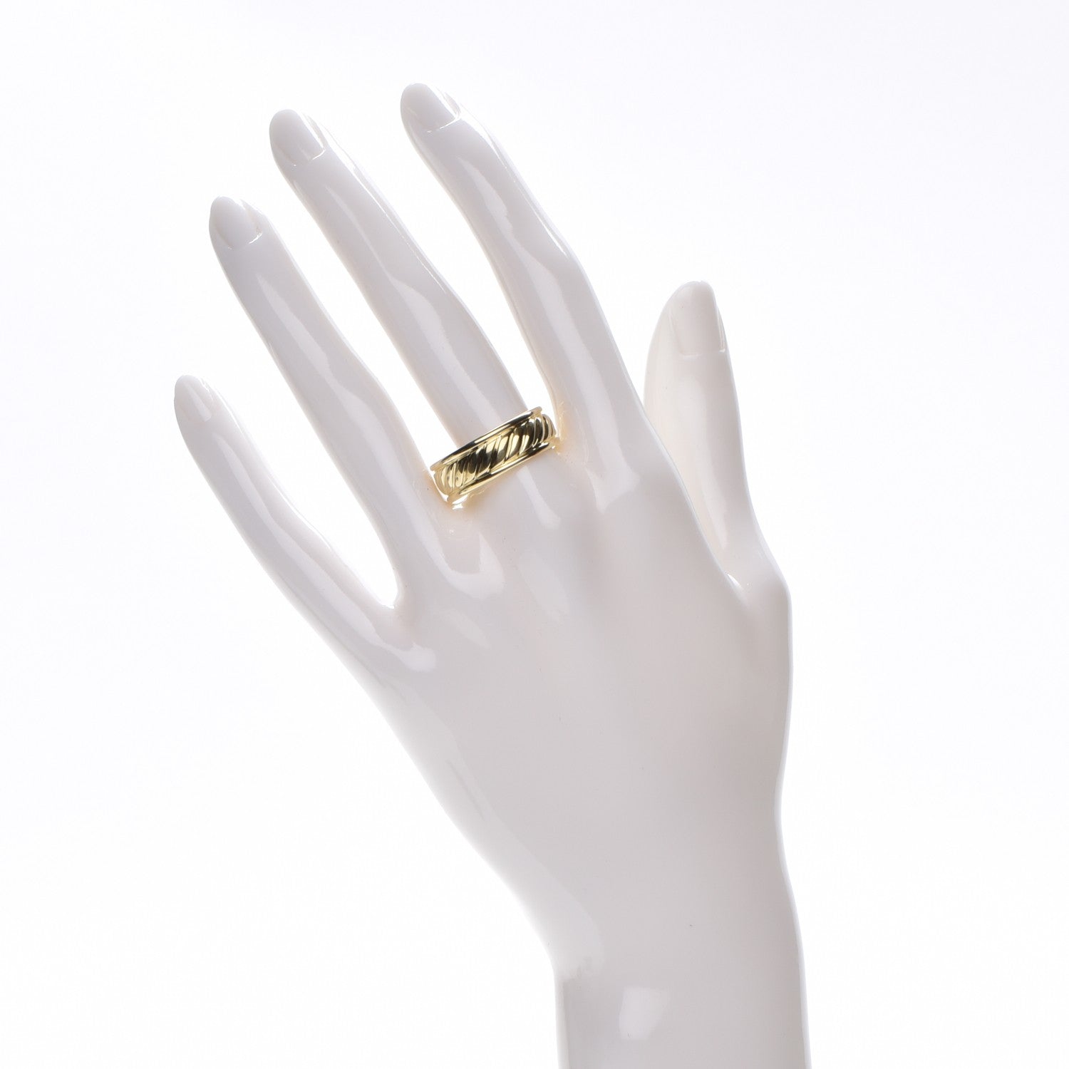 David Yurman 18K Yellow Gold 8mm Cable Classics Inset Band Ring 62 10 2 of 4