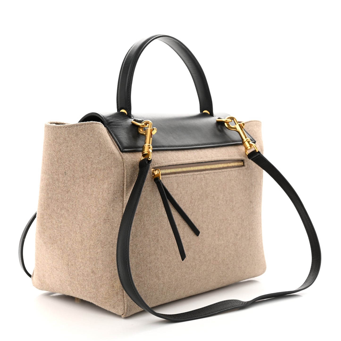 Felt Smooth Calfskin Mini Belt Bag Beige