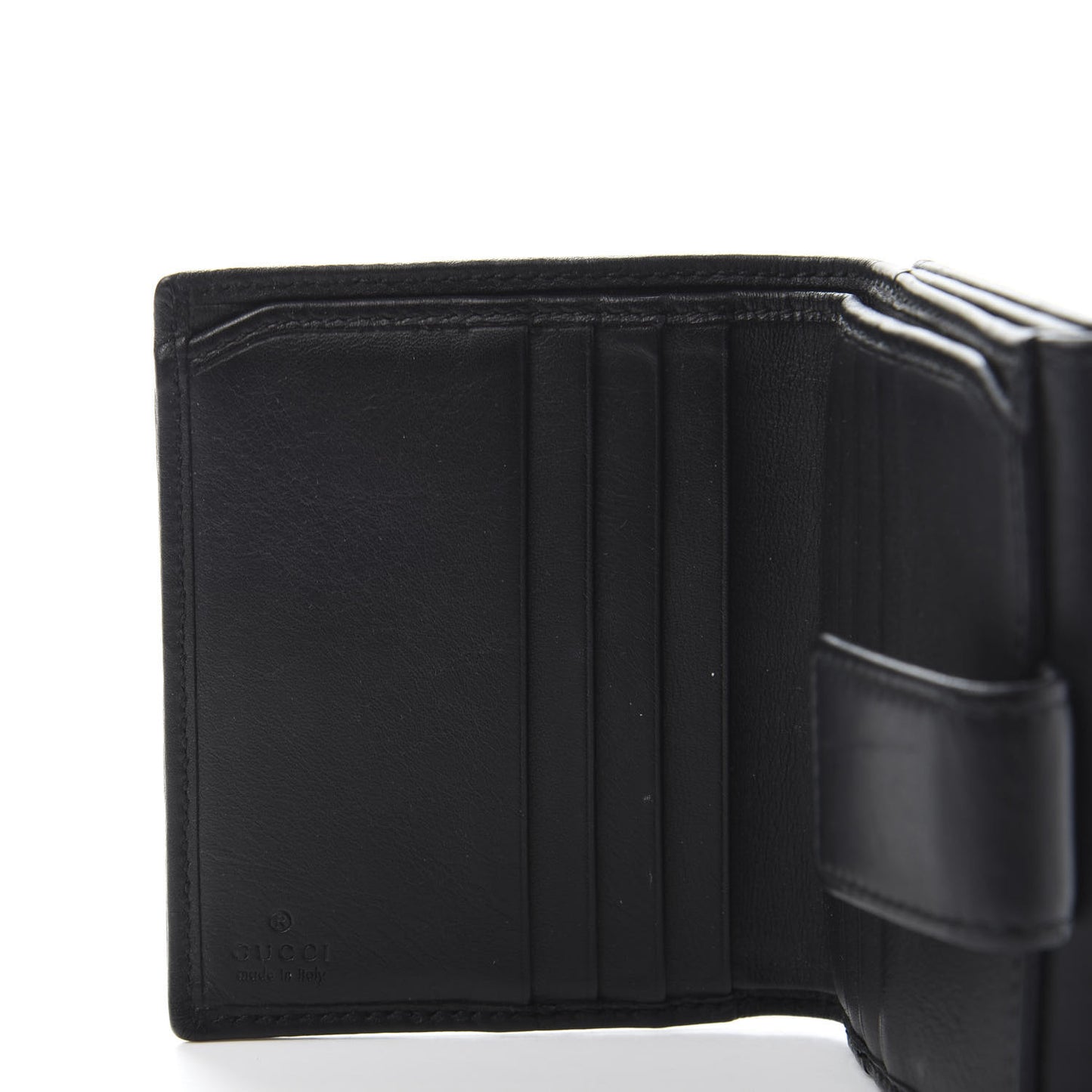 Calfskin Swarovski Crystal Mini GG Sparkling French Flap Wallet Black