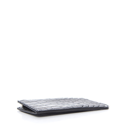 Saint Laurent Calfskin Crocodile Embossed 5 Fragments Zip Pouch Card Holder Black 4 of 10